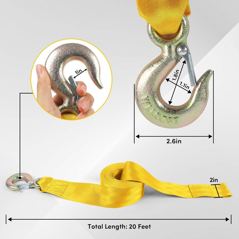 VEITHI Boat Winch Strap with Hook,Winch Strap for Boat Trailer,Boat Trailer Winch Strap 2 inch x 20 foot, Great for Boat, Truck, Jet Ski and Car Trailers Towing and Heavy Duty Equipment (Choose Color) - Image 2